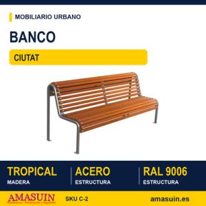 Banco Ciutat Patas Acero y Tropical