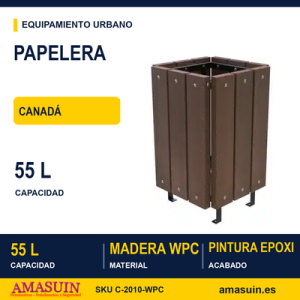 Papelera Canadá Acero Madera WPC