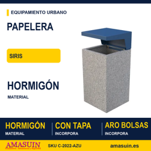 Papelera SIRIS con Tapa Color Azul