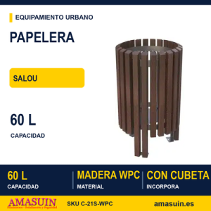 Papelera Salou con Madera WPC