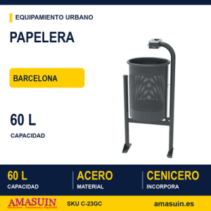 Papelera Barcelona Con Cenicero
