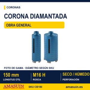 Corona Broca 150mm M16H Diamantada General Obra.