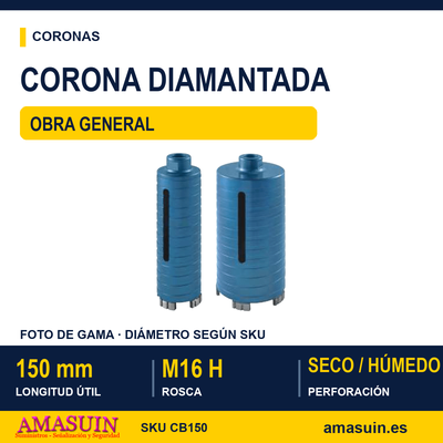 Corona Broca 150mm M16H Diamantada General Obra. 1 Corona Broca 150mm M16H Diamantada General Obra.
