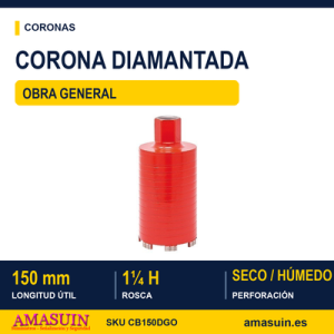 Corona Broca 150mm 1"1/4H Diamantada General Obra.