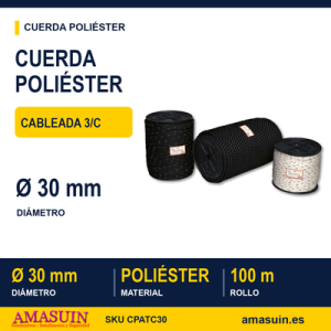 Cuerda Poliéster A.T. Cableada 3/C 30mm.