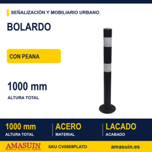 Bolardo Superficie Acero 100cm Negro