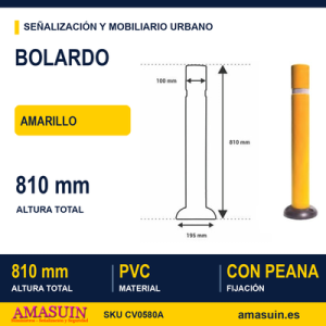 Bolardo Superficie PVC 810mm Amarillo