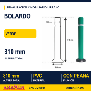 Bolardo Superficie PVC 810mm Verde