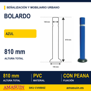 Bolardo Superficie PVC 810mm Azul