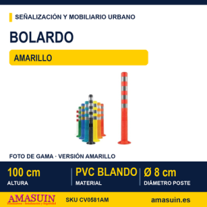 Bolardo Flexible Amarillo de Ø8cm 100cm