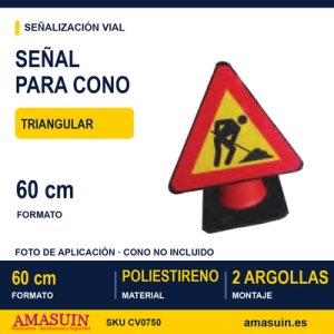 Señal Triangular 60cm Plástico para Conos ECO