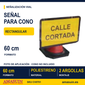 Señal Rectangular 60x30cm Plástico para Conos ECO
