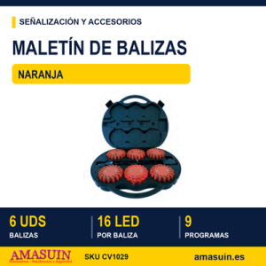 Maletín Balizas Señalización Naranja 6 Unidades