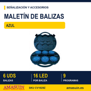 Maletín Balizas Señalización Azul 6 Unidades