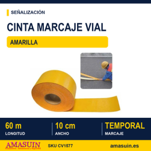 Cinta Amarilla Marcaje Vial Temporal 10cmx60m