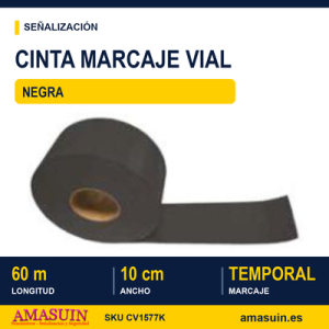 Cinta Negra Marcaje Vial Temporal 10cmx60m