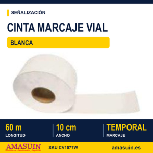 Cinta Blanca Marcaje Vial Temporal 10cmx60m