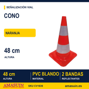 Cono PVC Blando 48 cm. Naranja.