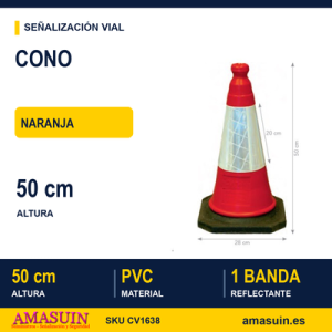 Cono PVC 50 cm. Naranja.