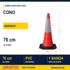Cono PVC 76 cm Naranja Basic