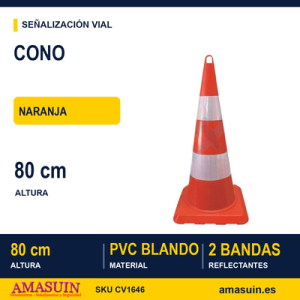 Cono 80cm Naranja PVC Blando