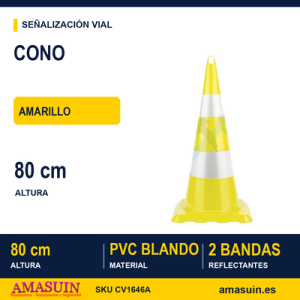 Cono 80cm Amarillo PVC Blando