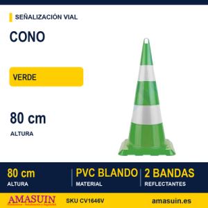 Cono 80cm Verde PVC Blando
