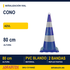 Cono 80cm Azul PVC Blando