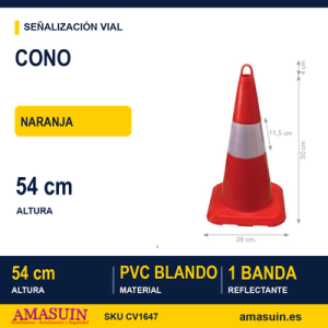 Cono 54cm Naranja PVC Blando