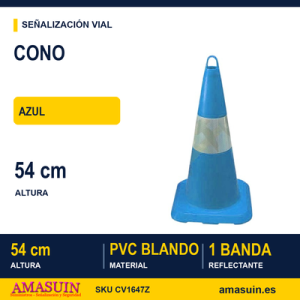 Cono 54cm Azul PVC Blando