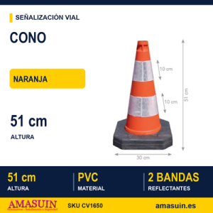Cono PVC 51 cm Naranja