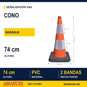 Cono PVC 74 cm Naranja