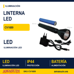 Linterna Recargable 12/220v con Cono Amarillo
