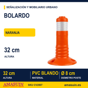 Bolardo Flexible Naranja de Ø8cm 32cm