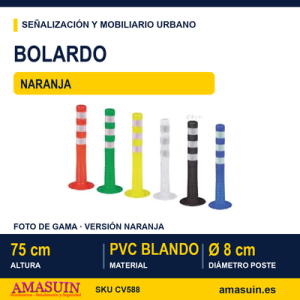 Bolardo Flexible PVC Naranja de Ø8cm