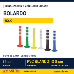 Bolardo Flexible PVC Rojo de Ø8cm