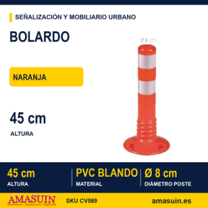 Bolardo Flexible Naranja de Ø8cm 45cm
