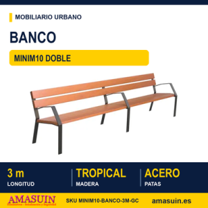 Banco Doble MINIM10 Acero y Madera Tropical