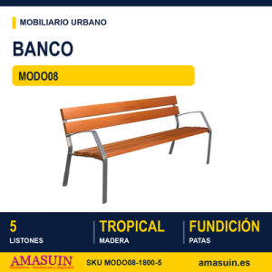 Banco MODO08 Fundición y Madera Tropical