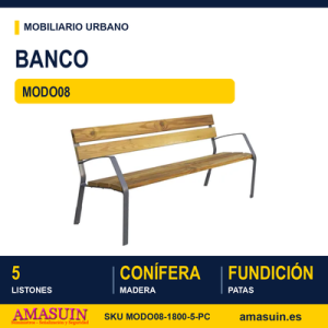Banco MODO08 Fundición y Madera Conífera