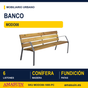 Banco MODO08 Fundición y Madera Conífera