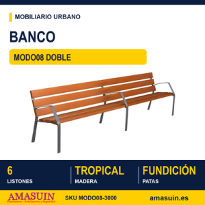 Banco Doble MODO08 Fundición y Madera Tropical