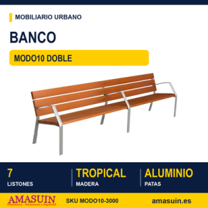Banco Doble MODO10 Patas Aluminio y Tropical