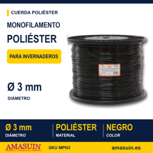 Monofilamento Poliéster Negro 3mm.