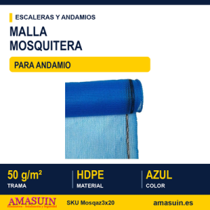 Malla Mosquitera 50gr Azul 3.07x20m para Andamio.