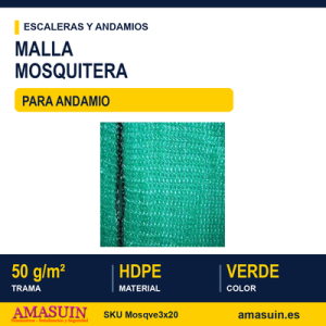 Malla Mosquitera 50gr Verde 3.07x20m para Andamio.