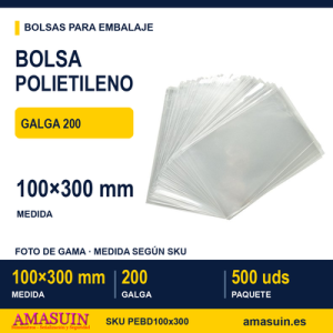 Bolsa Polietileno Galga 200 de 100x300mm.