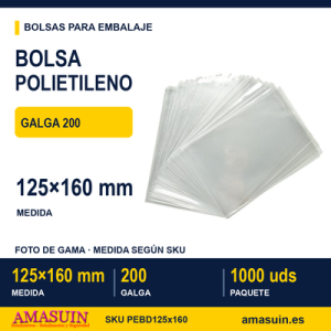 Bolsa Polietileno Galga 200 de 125x160mm.