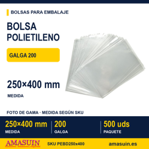 Bolsa Polietileno Galga 200 de 250x400mm.
