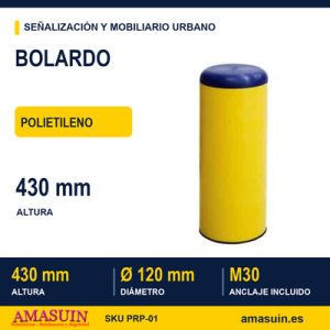 Bolardo Polietileno 120x430mm Amarillo